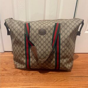 Gucci Beige and Brown Duffel Bag  authentic used vintage